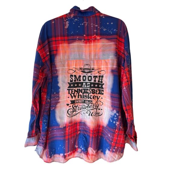 Old Navy Plaid Flannel Shirt Customized Bleached Distressed Southern Logo Sz XL - Picture 1 of 6